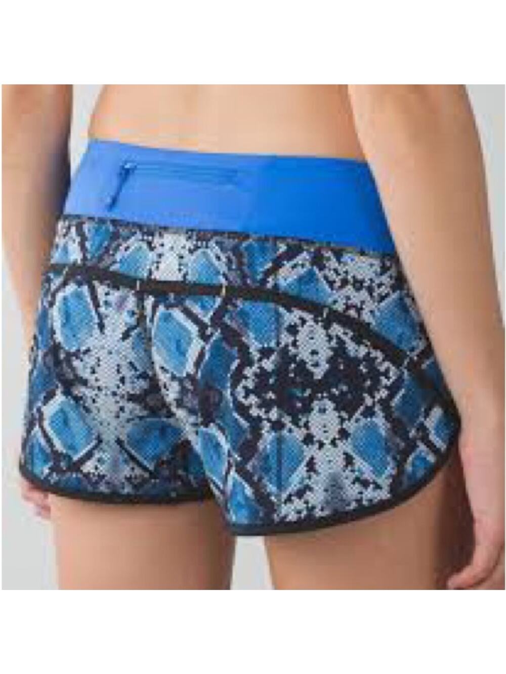 Lululemon Speed Short Mini Ziggy Snake Caspian Blue Pipe Dream Size 6